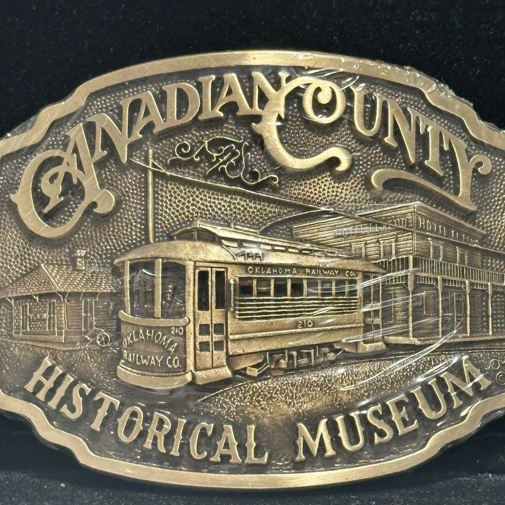 Vintage 1984 Canadian County Museum Brass Trolley Limited Edition Belt Buckle